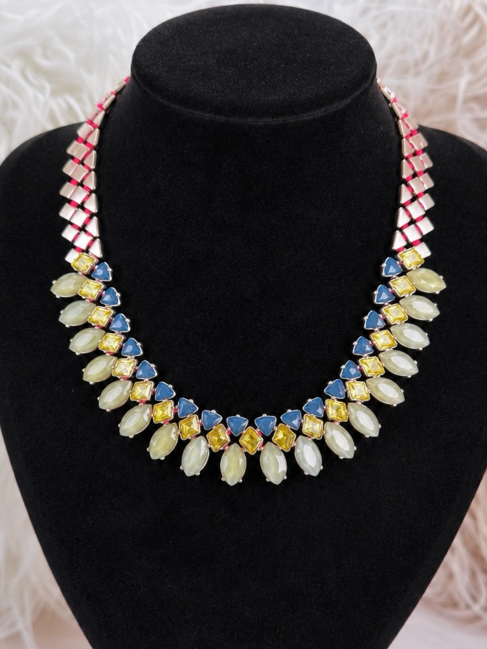 Silvertone Multicolor pink reversible Necklace